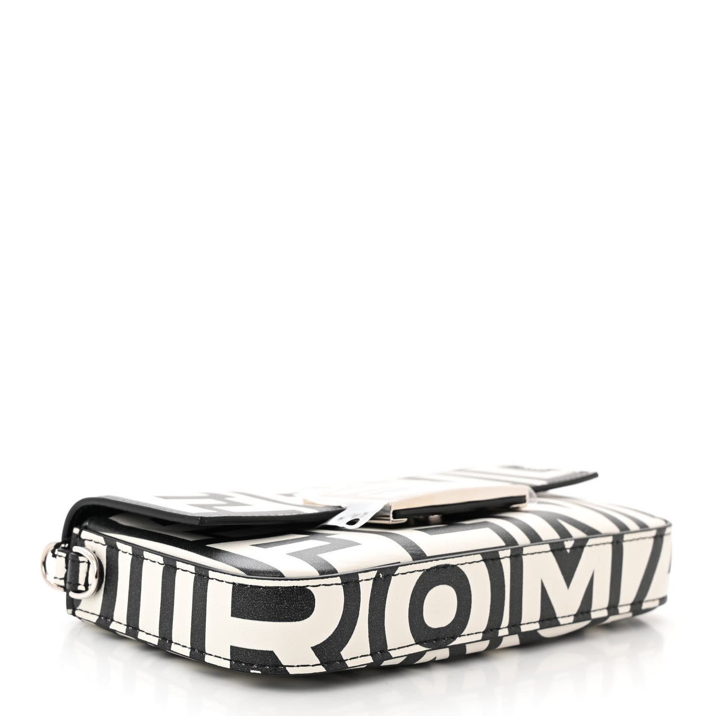 X MARC JACOBS Nappa Vitello King Logo Print Phone Baguette White Black