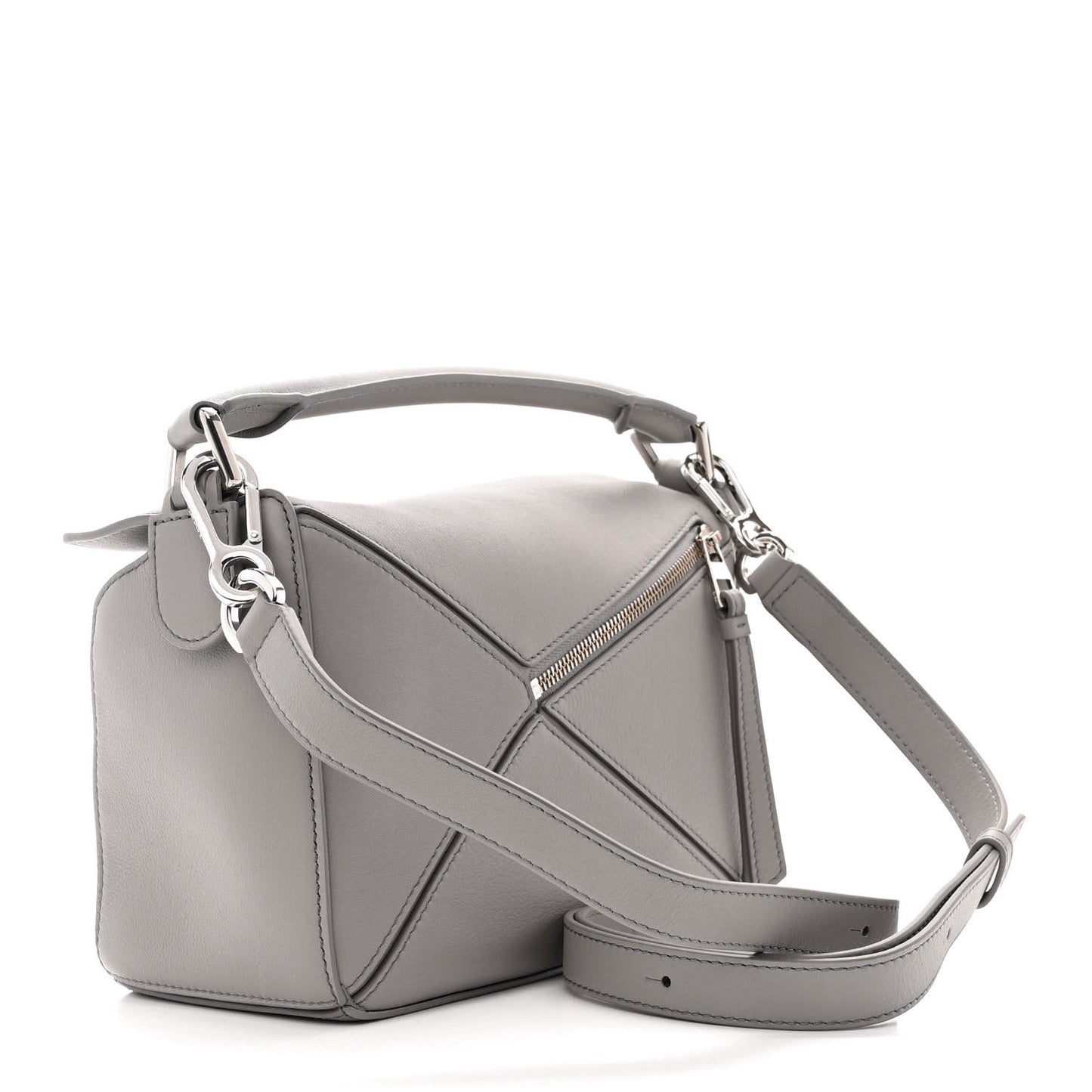 Soft Grained Calfskin Small Puzzle Bag Pearl Grey