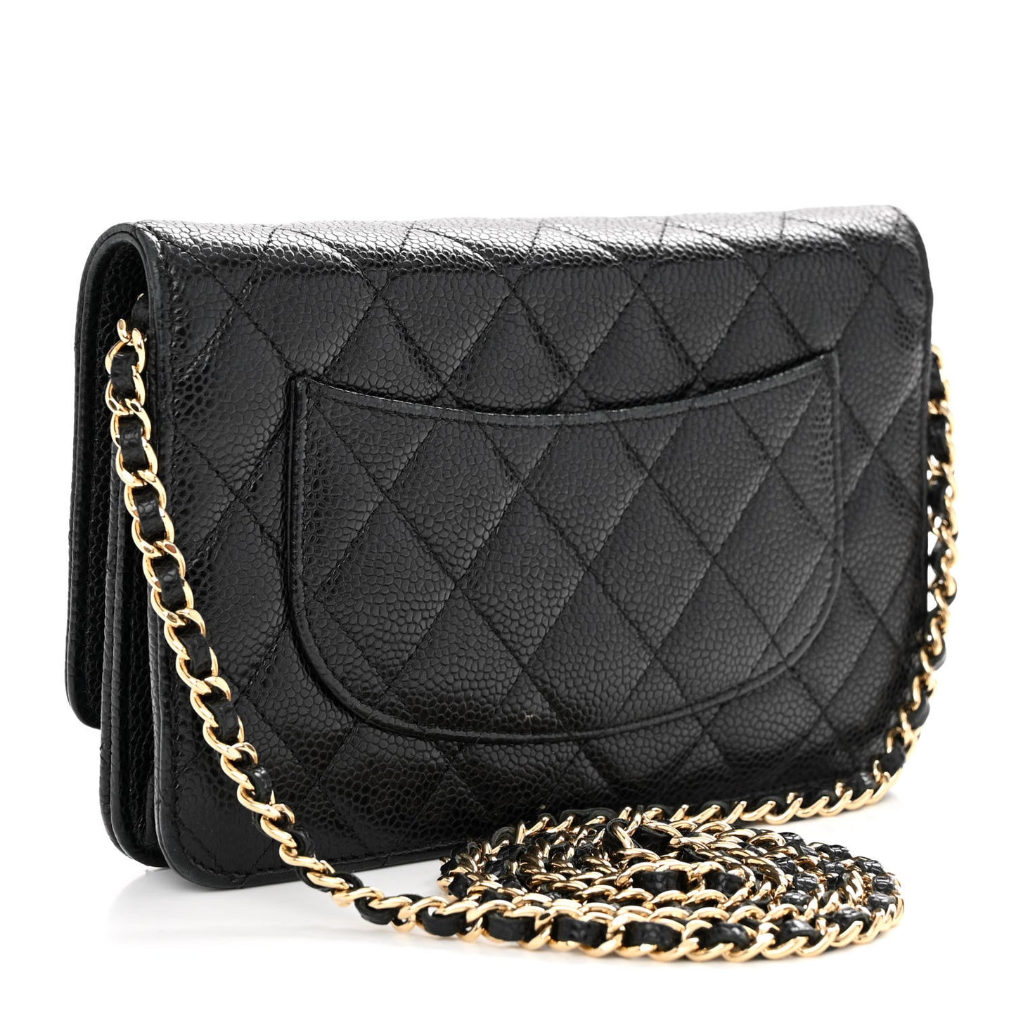 Caviar Quilted Wallet on Chain WOC Black