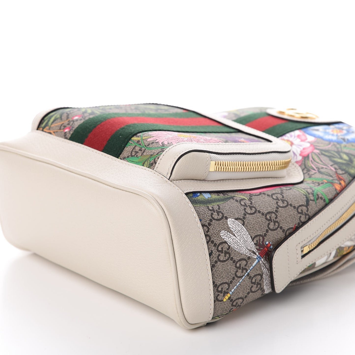 GG Supreme Monogram Flora Web Small Ophidia Day Backpack White