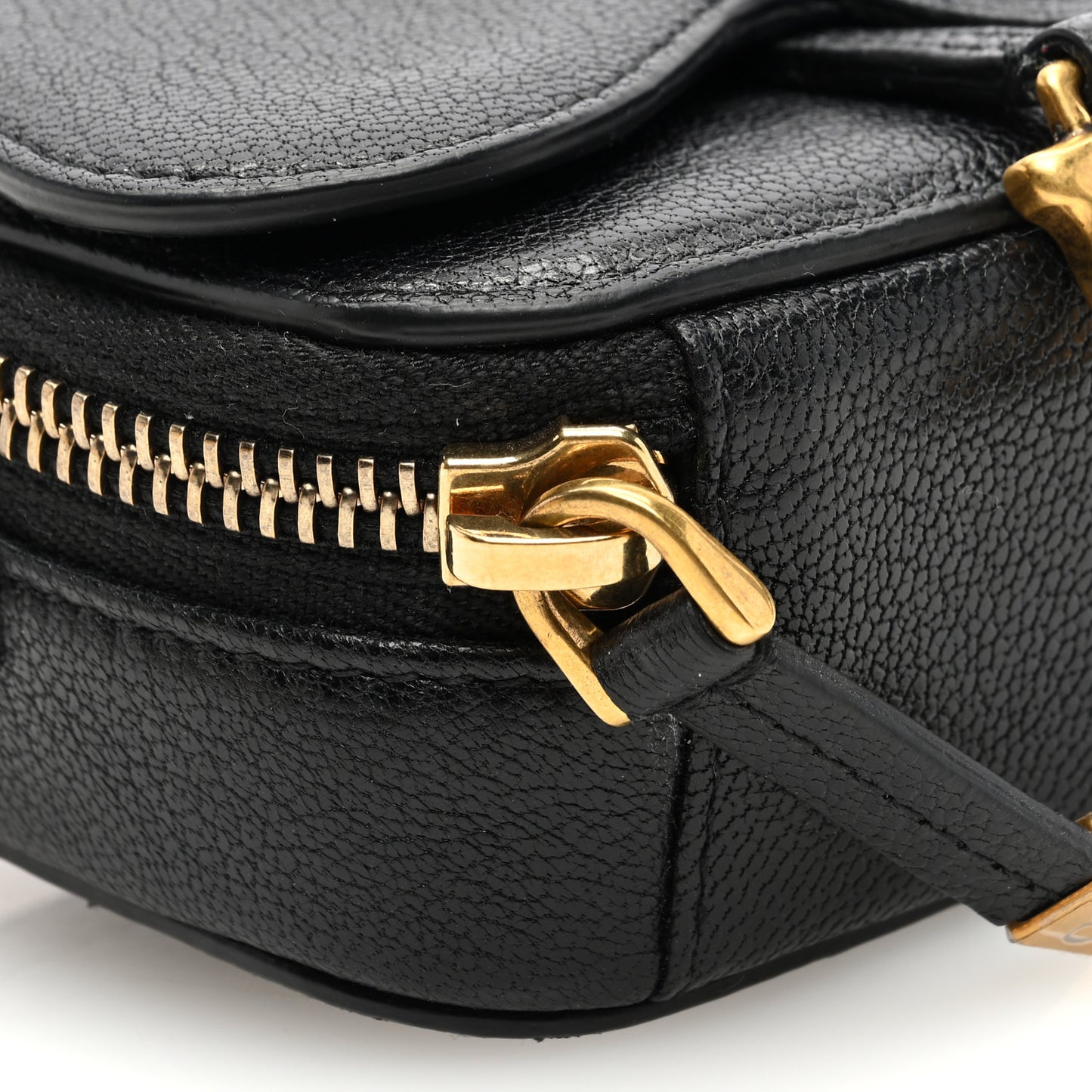 Goatskin Mini Saddle Pouch Black