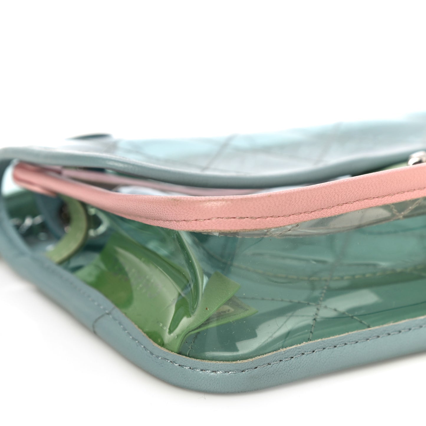 Lambskin PVC Quilted Mini Coco Splash Flap Blue Green