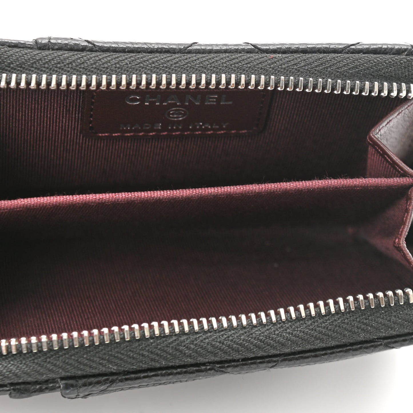 Caviar Quilted Zip Card Holder Black