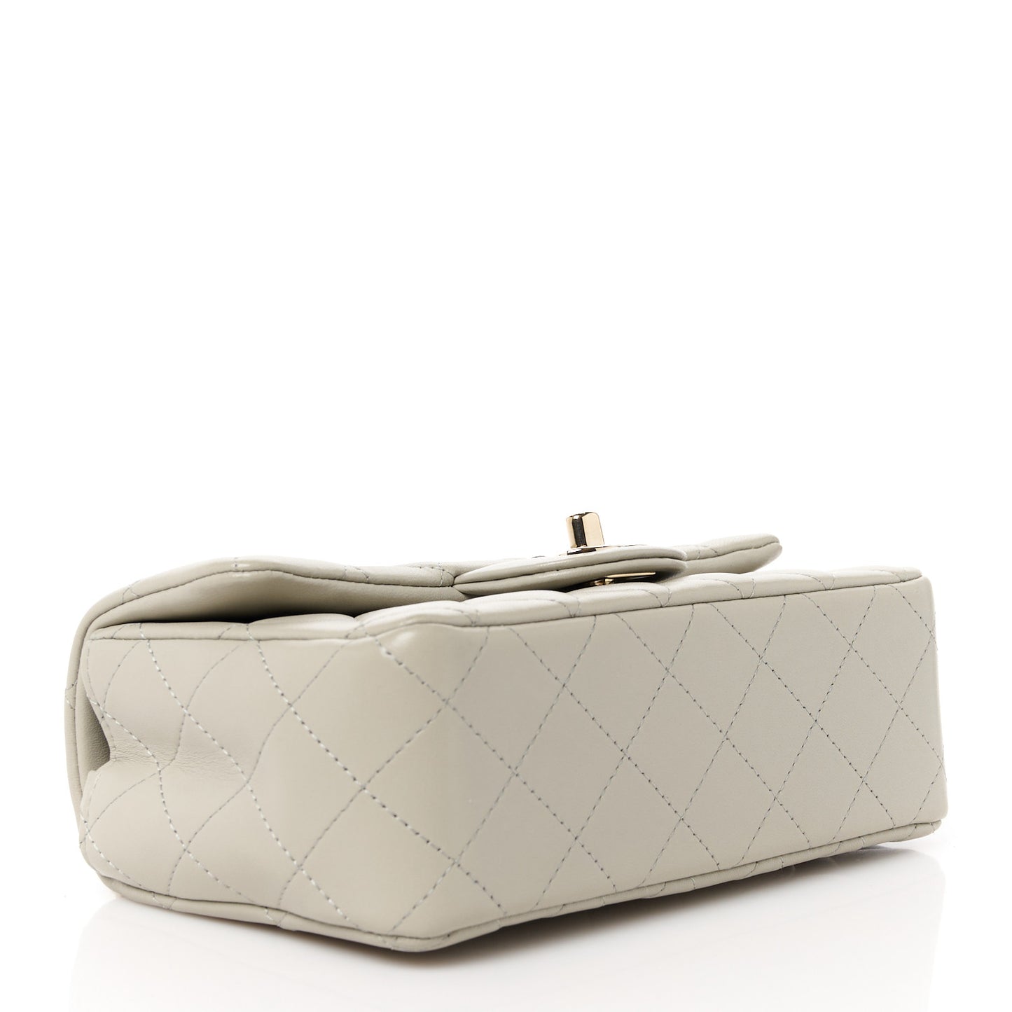 Lambskin Quilted Mini Rectangular Flap Grey