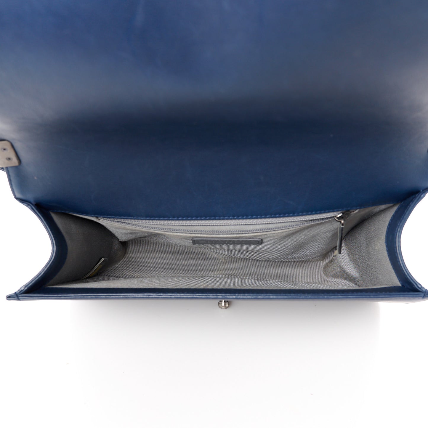 Calfskin Double Stitch New Medium Boy Flap Navy Blue