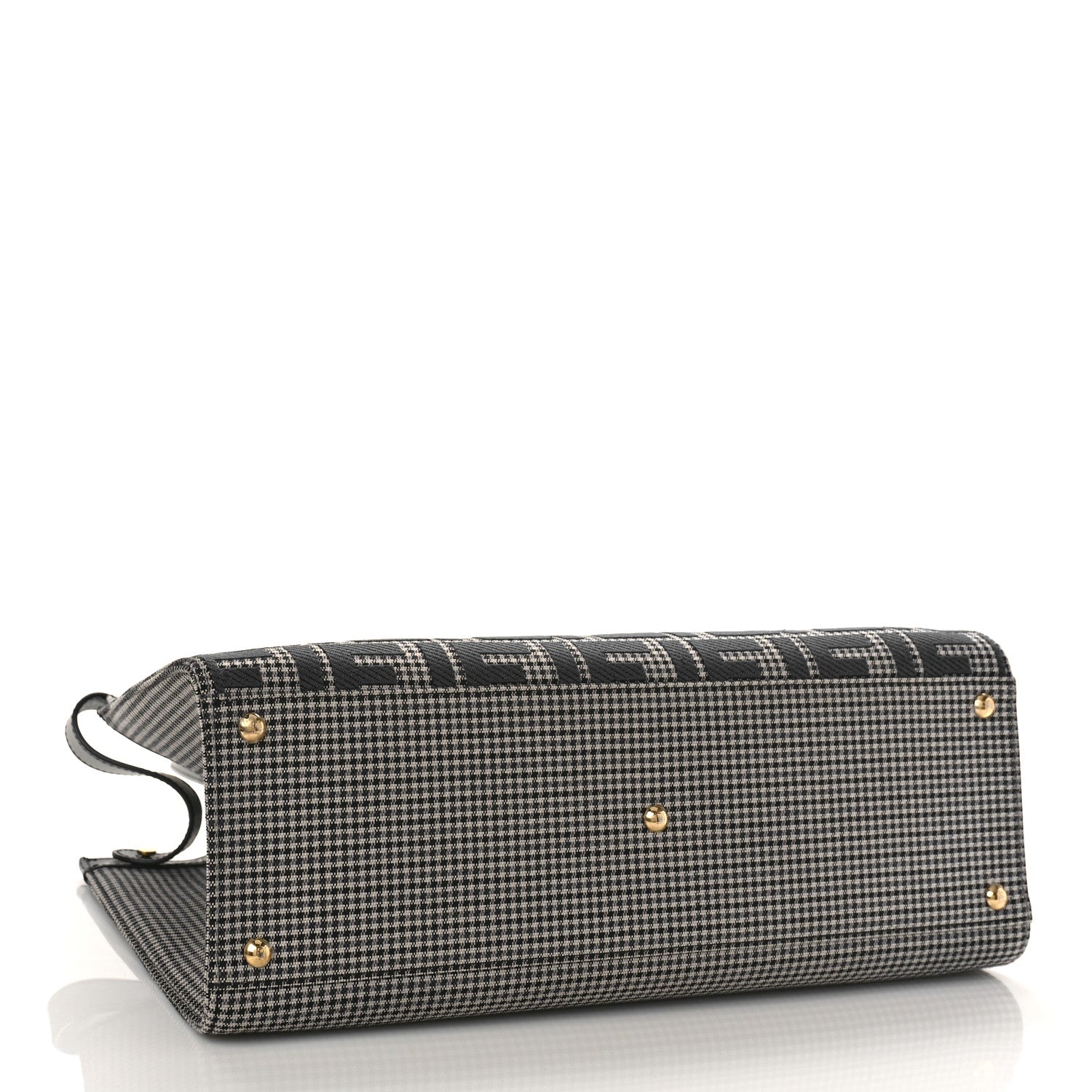Fendi Wool Vitello King Houndstooth FF Embroidered Medium Peekaboo X-Tote Grigio Anthracite 4 of 8