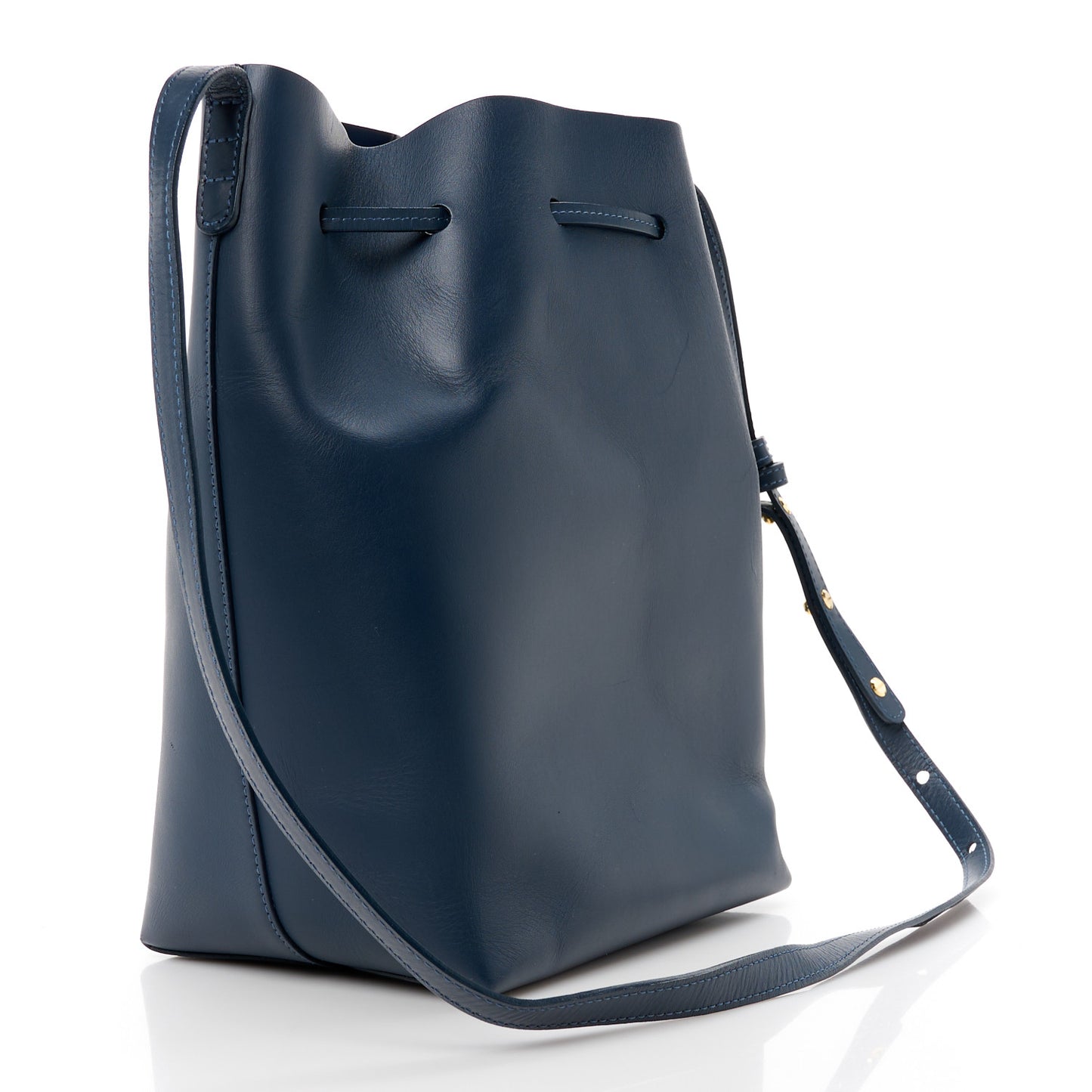 Vegetable Tanned Calfskin Bucket Bag Navy
