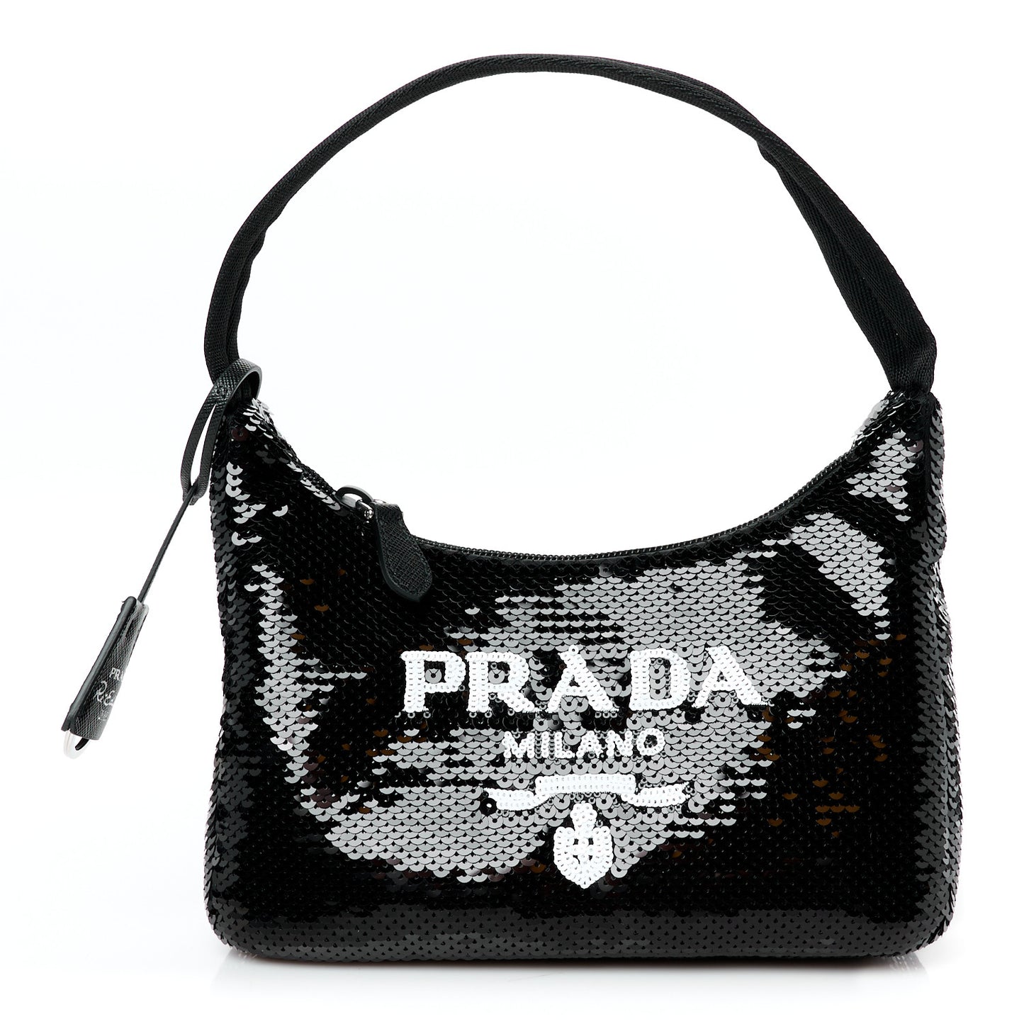 Paillettes Sequin Mini Re-Edition 2000 Bag Black White