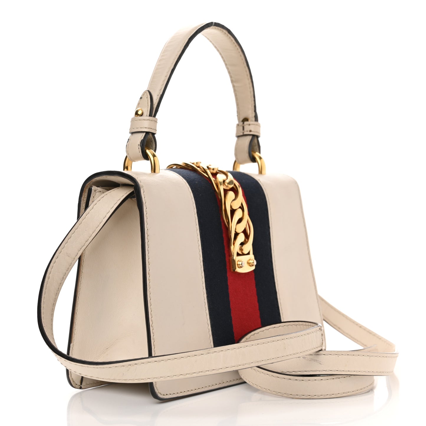 Calfskin Mini Sylvie Top Handle Bag White