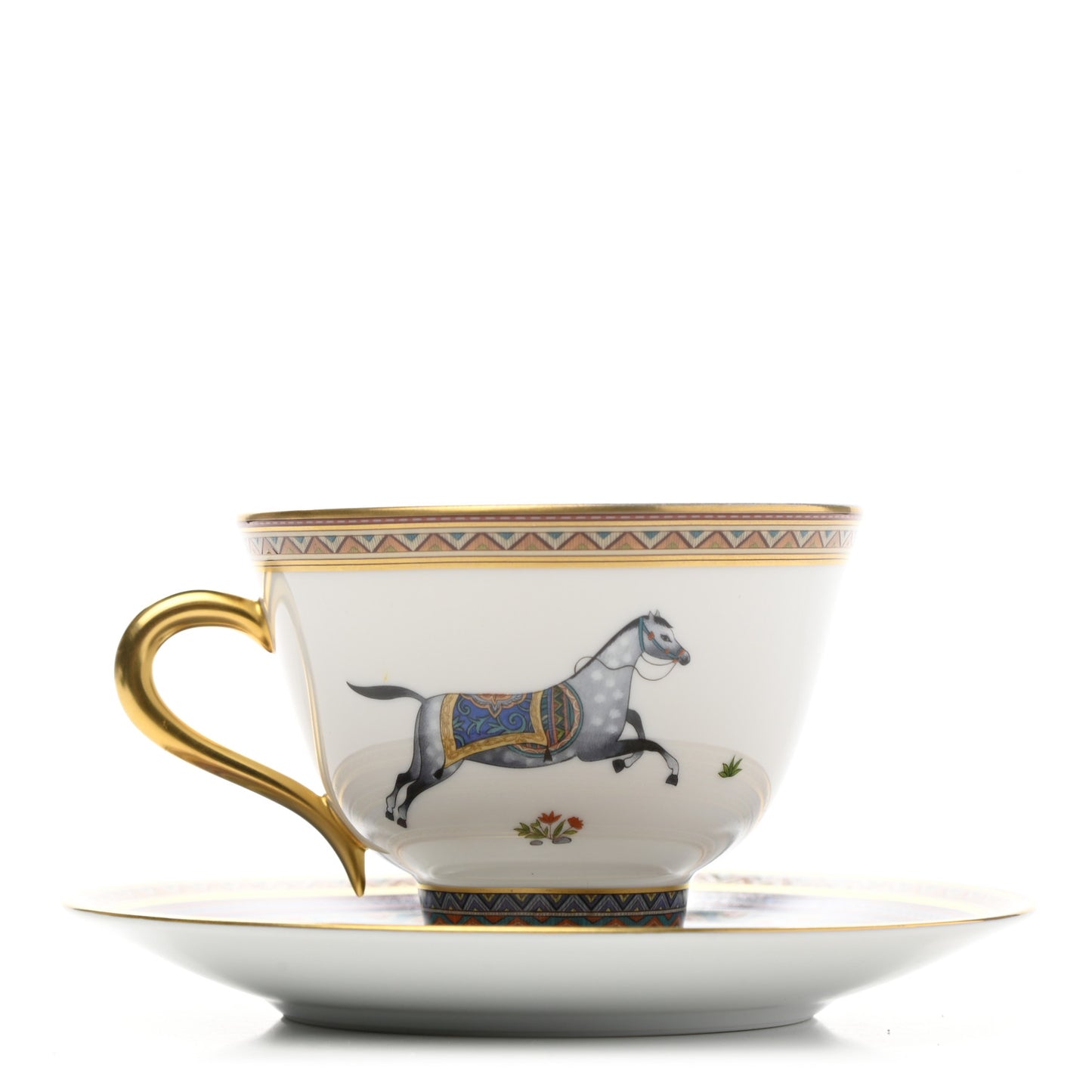 Porcelain Cheval d'Orient Tea Cup and Saucer