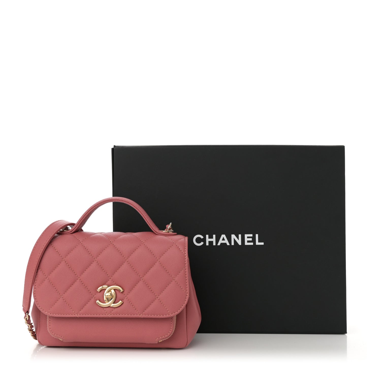 Caviar Quilted Small Business Affinity Flap Dark Pink