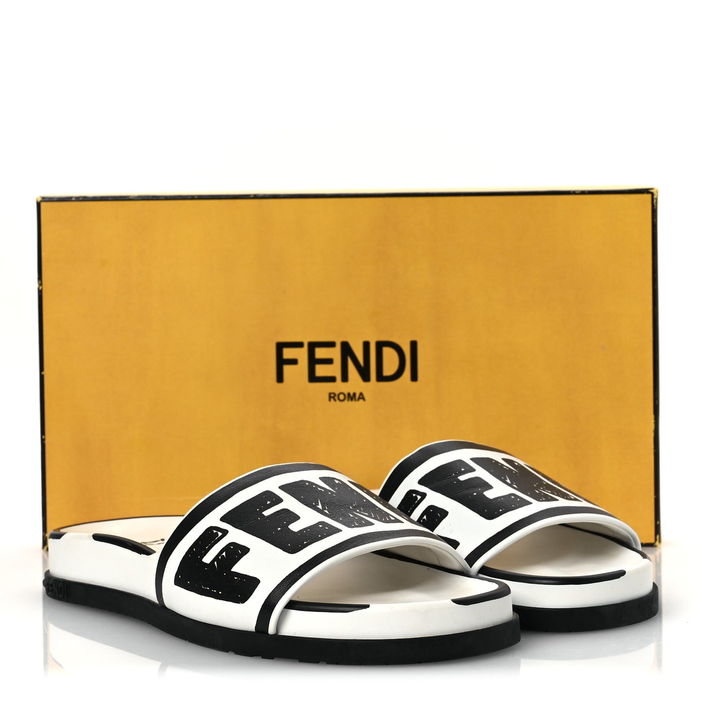 X JOSHUA VIDES Roma Calfskin Fussbetts Slide Sandals 37 Snow White Black