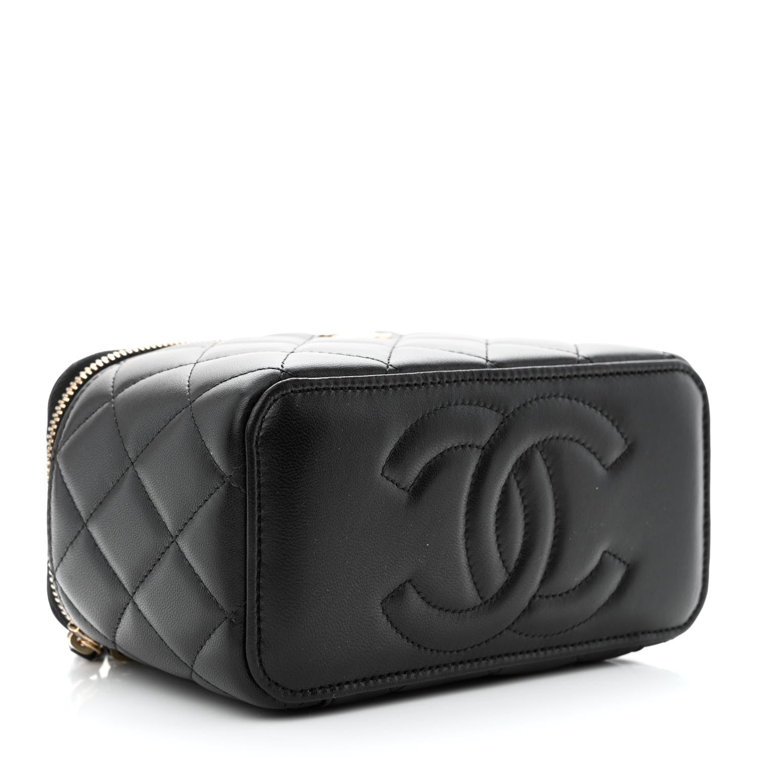 Chanel Lambskin Quilted Small Top Handle Vanity Case With Chain Black 4 of 11
