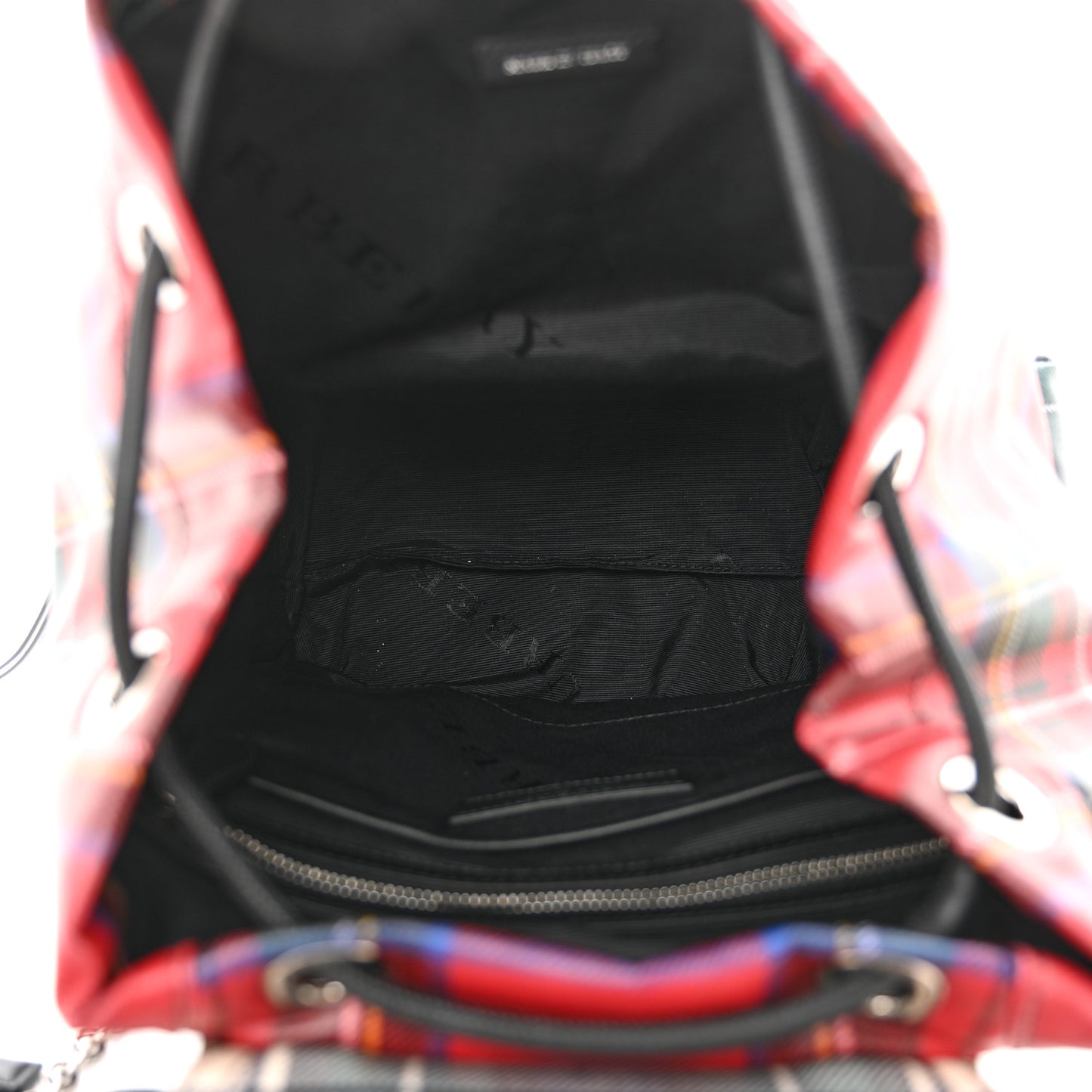Laminated Tartan Patchwork Large Rucksack Backpack Military Red