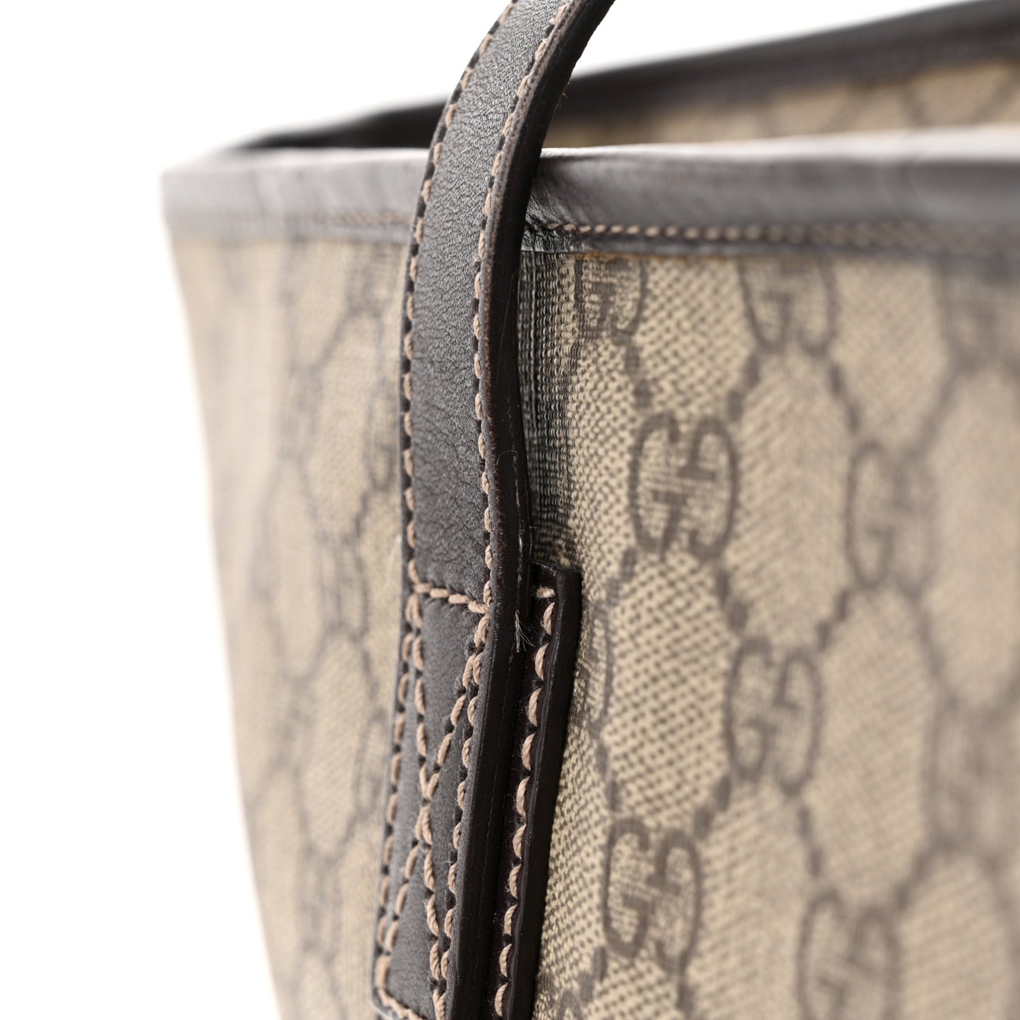 GG Supreme Monogram Medium Zippered Shopping Tote Dark Brown