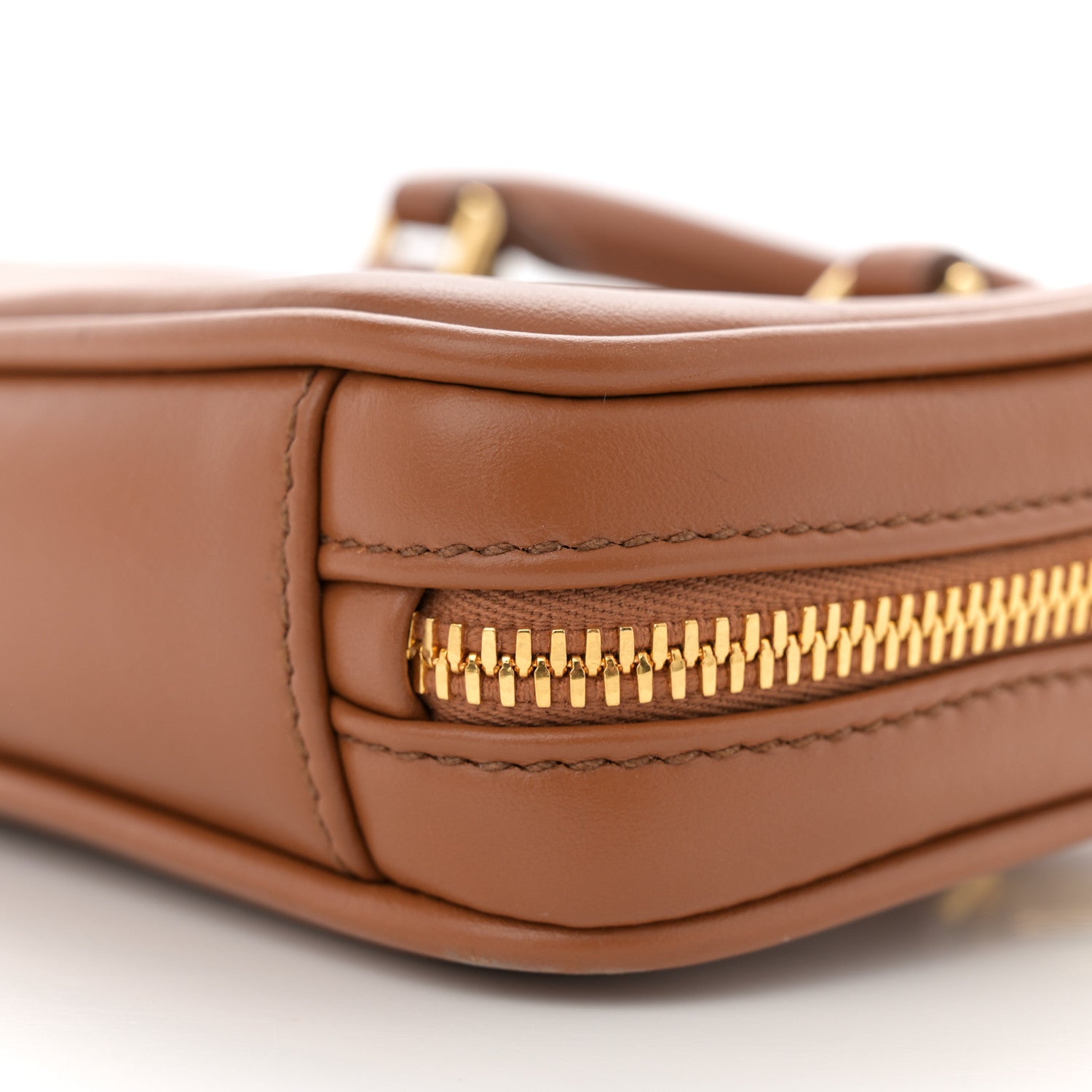 Miu Miu Calfskin Mini Arcadie Top Handle Bag Cognac 10 of 11