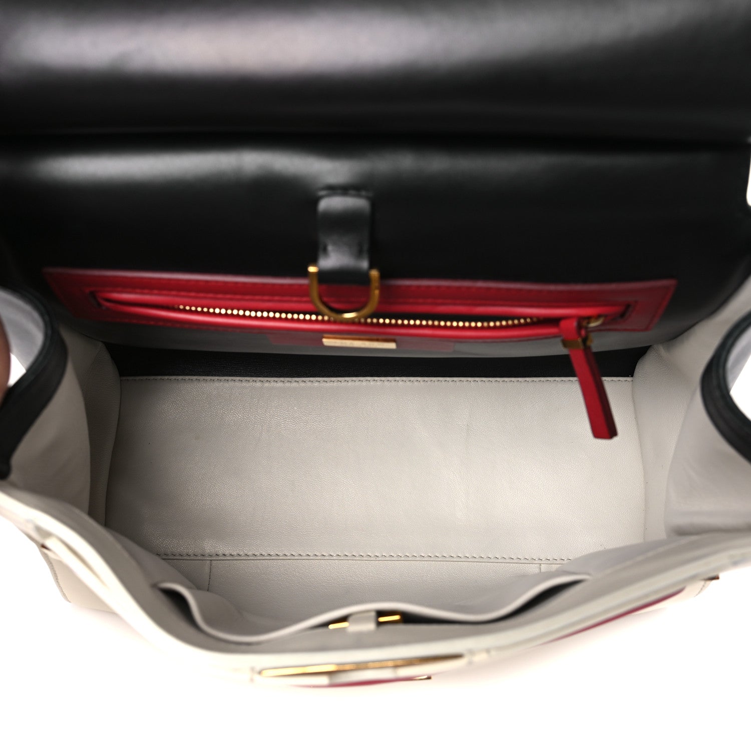 The Row Calfskin Sideby Top Handle Bag Black White Red 5 of 8