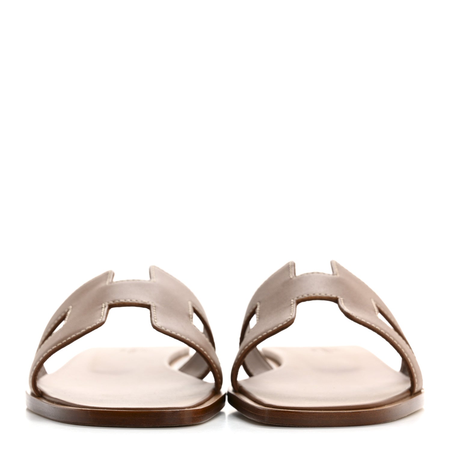 Hermes Box Calfskin Oran Sandals 37.5 Gold 3 of 9