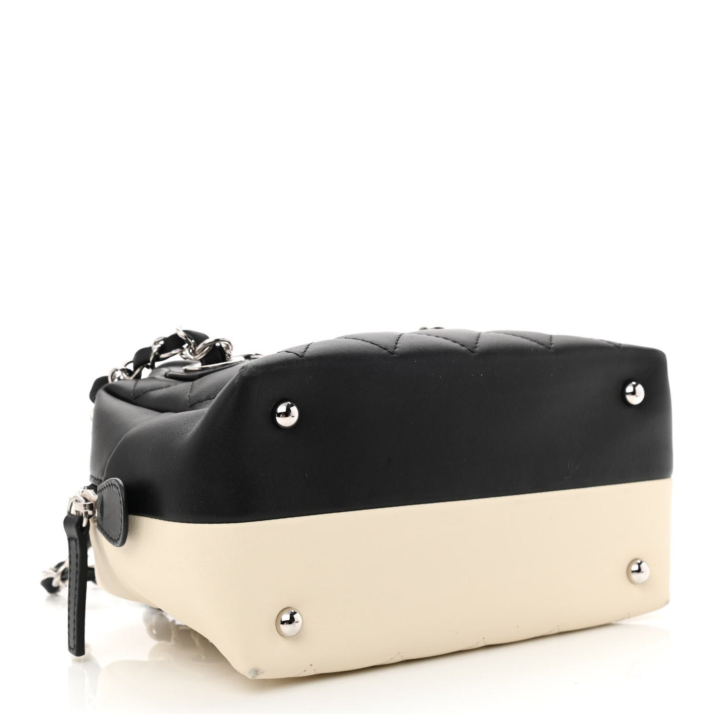 Calfskin Quilted Feather Weight Bowling Bag Black Ivory