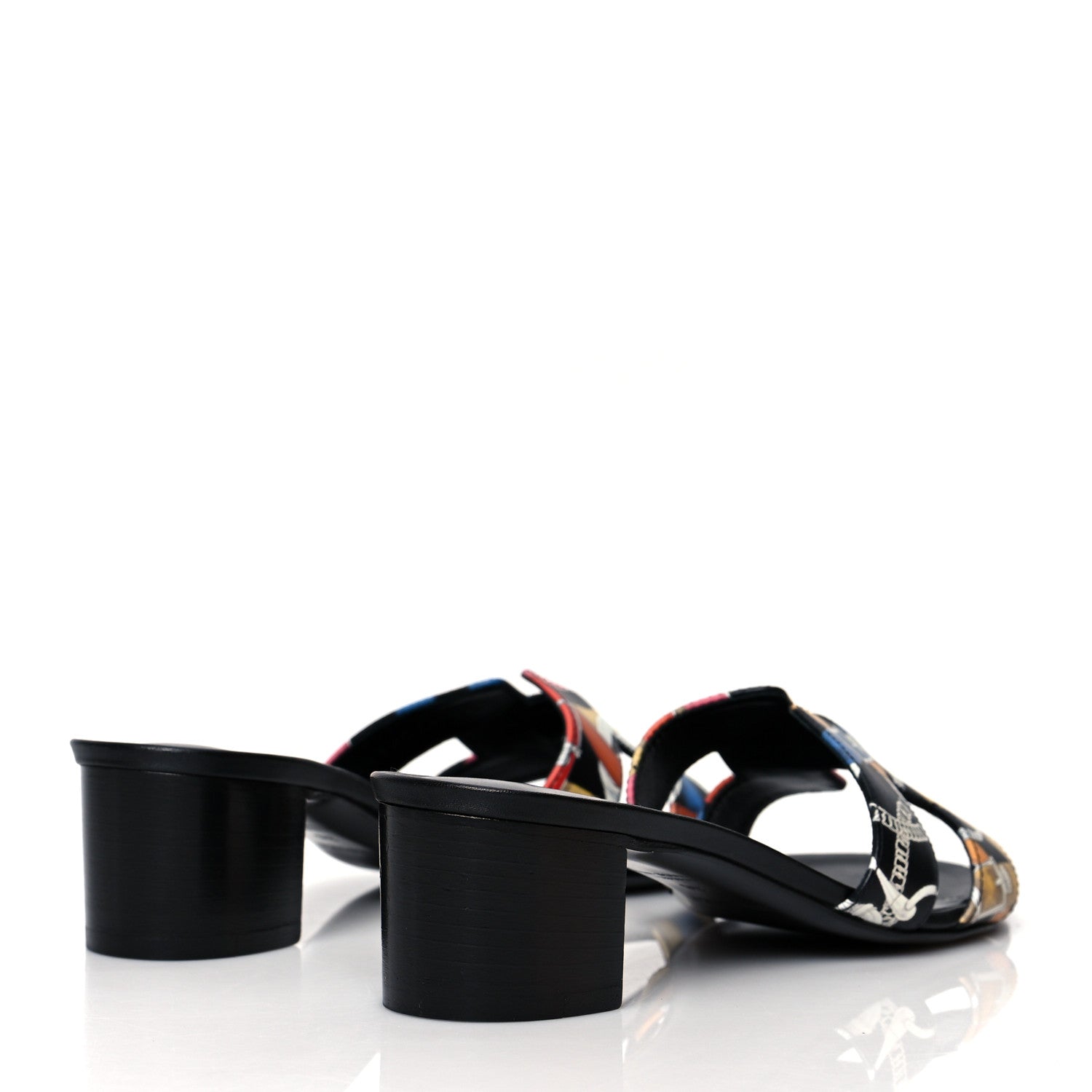 Hermes Silk Printed Cavalcadour Oasis Sandals 36 Multicolor Black 4 of 8