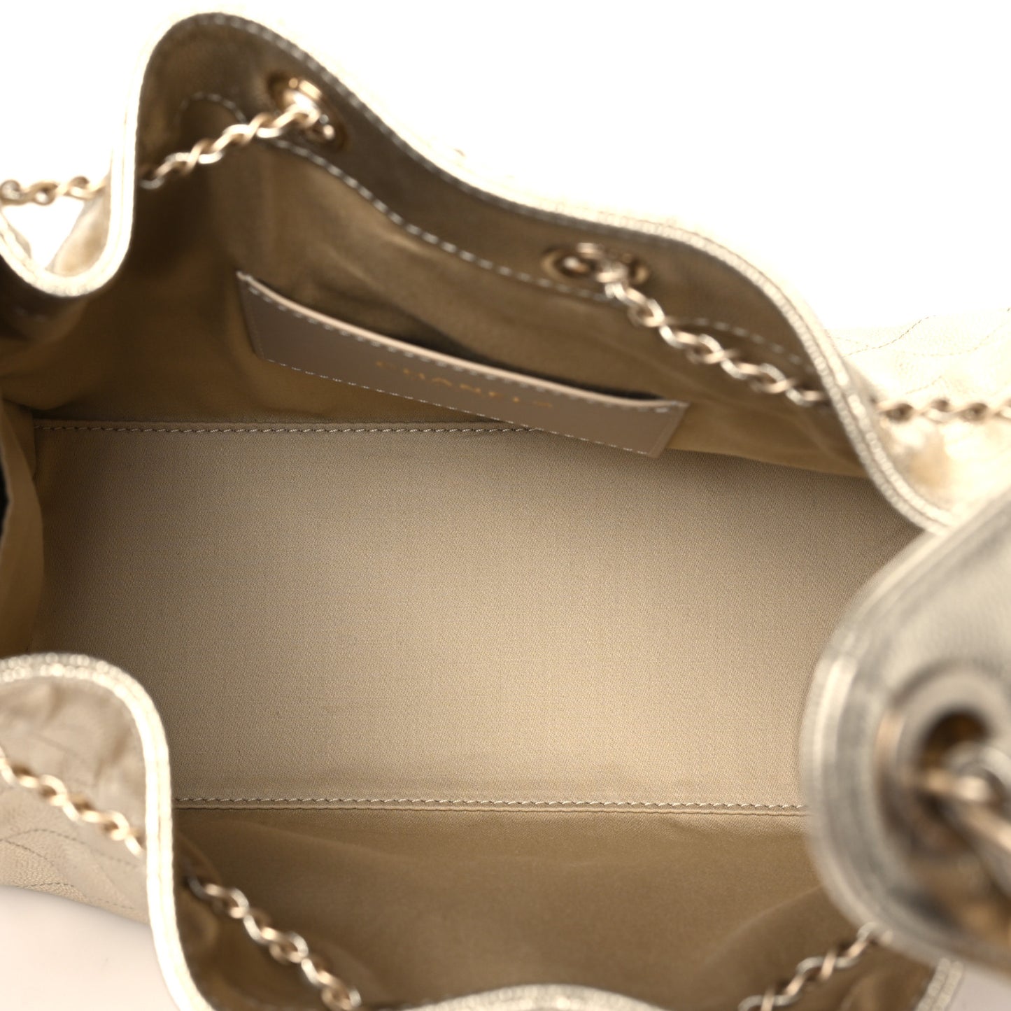 Metallic Caviar Quilted Small Chanel 25 Handbag Gold