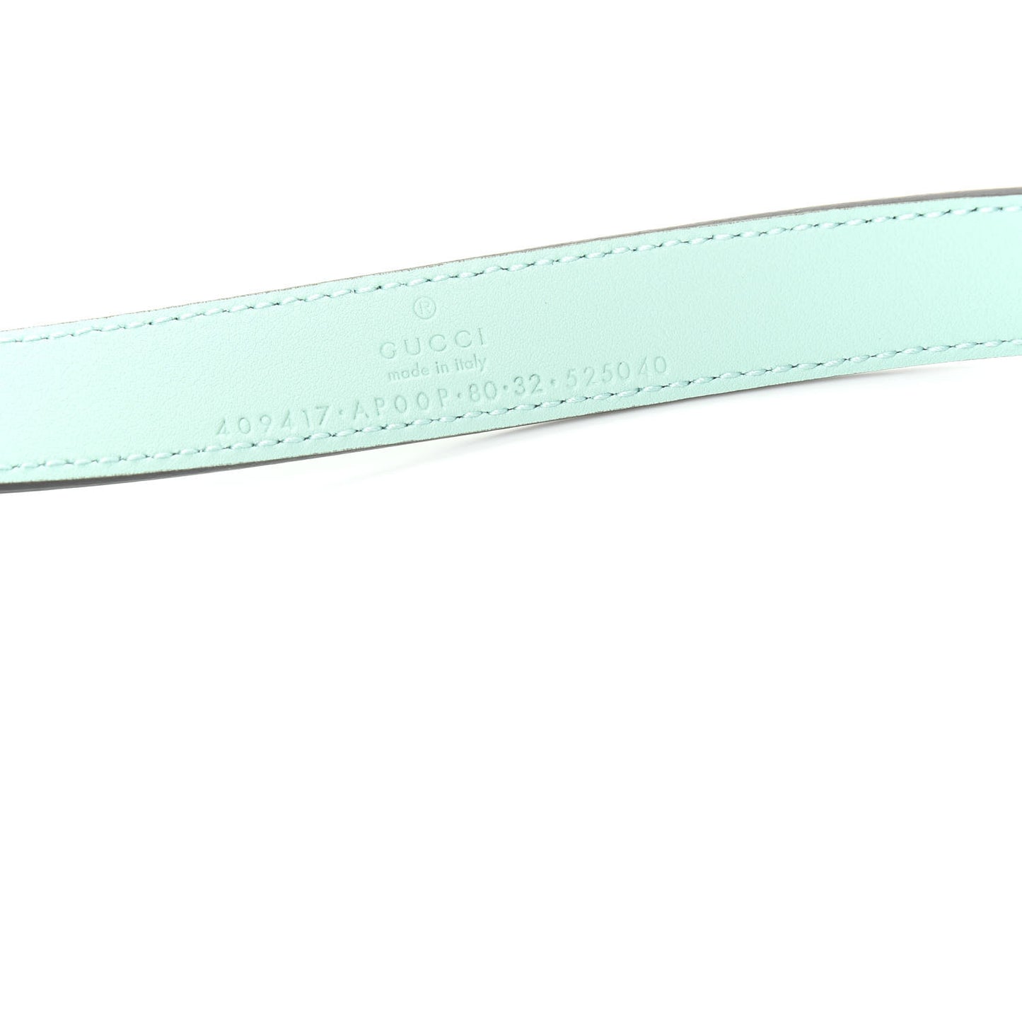 Moon Calfskin Palladium Double G 20mm Belt 80 32 Water Green