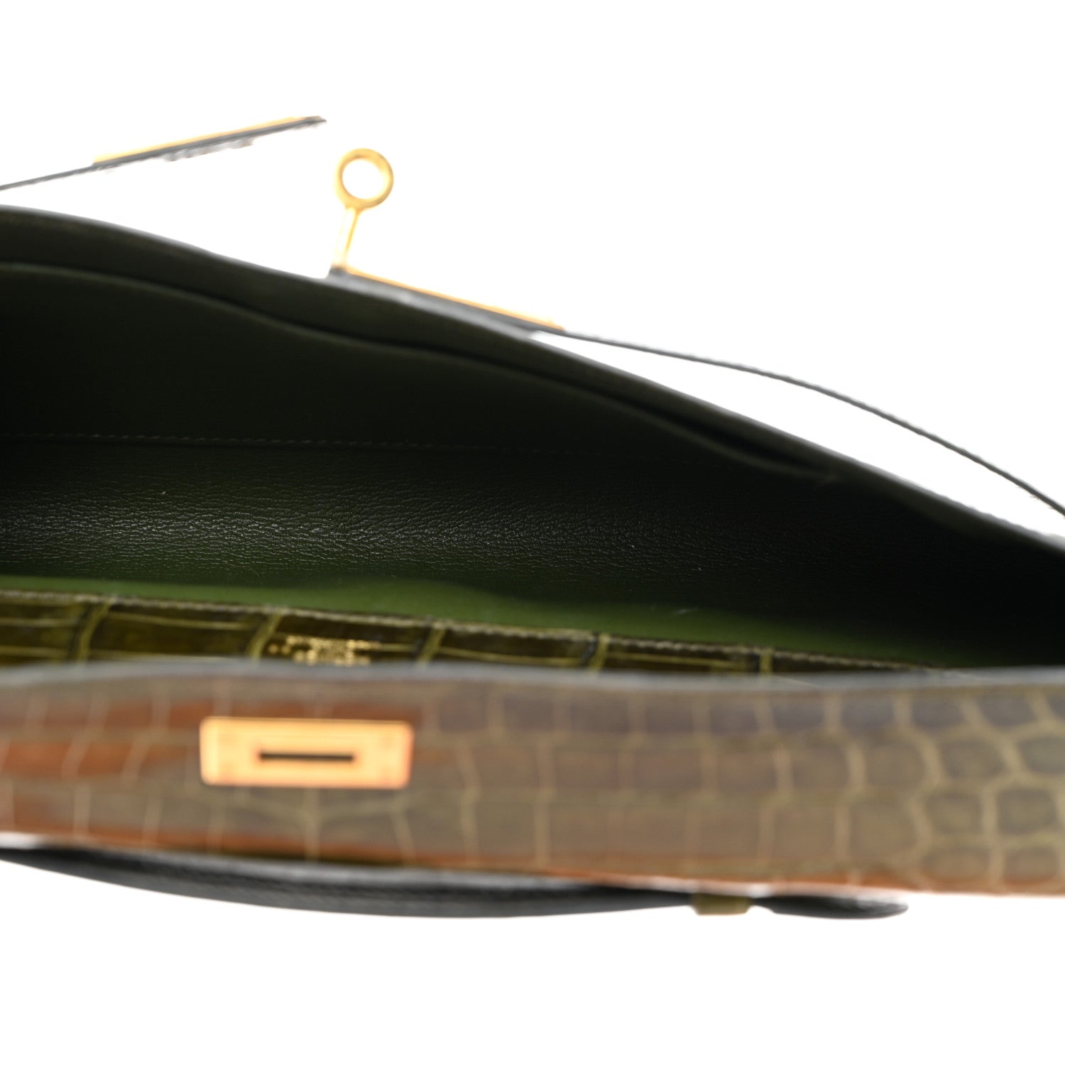 Hermes Shiny Niloticus Crocodile Kelly Cut Pochette Vert Veronese 5 of 15