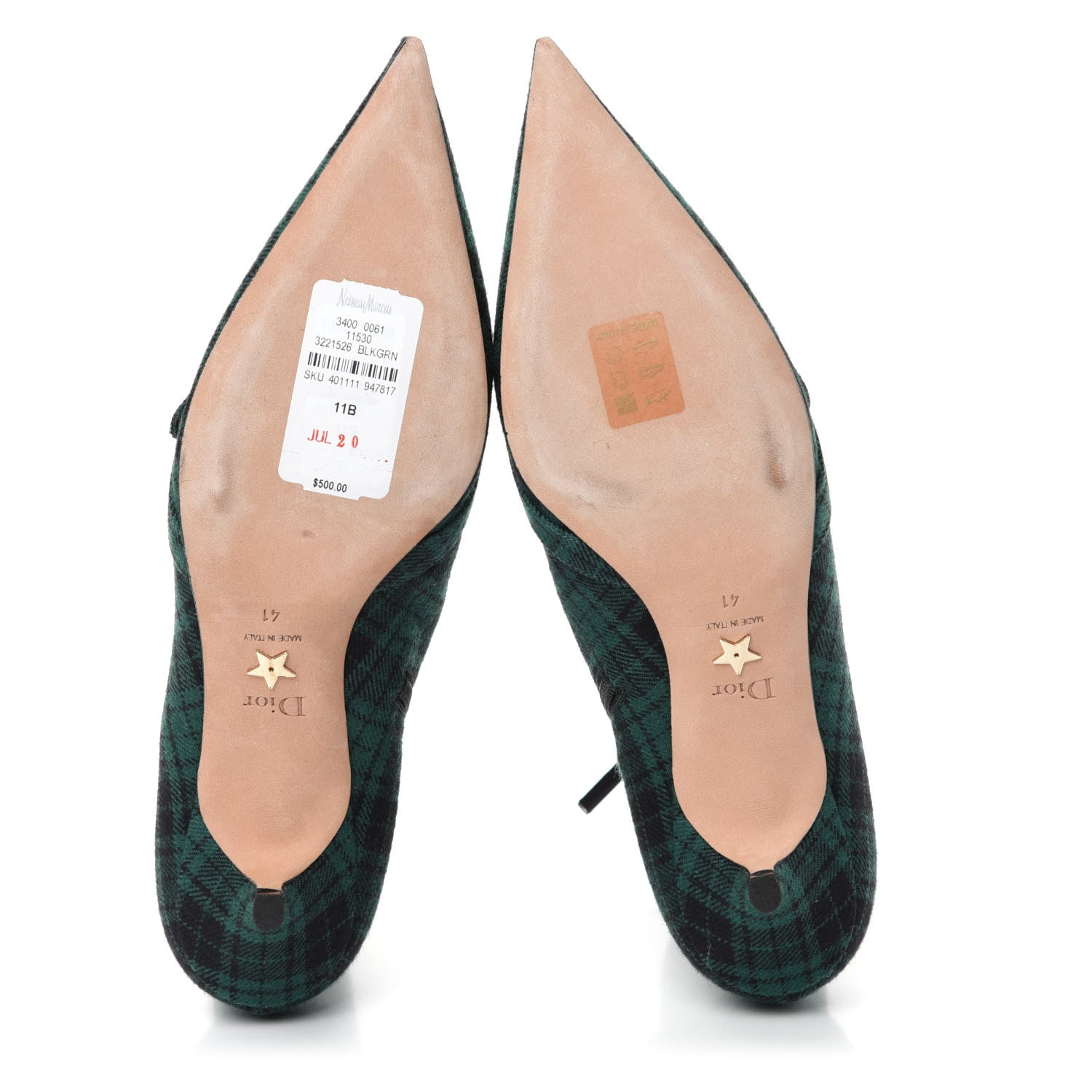 Christian Dior Canvas Tartan Gang Ankle Boots 41 Green 6 of 10