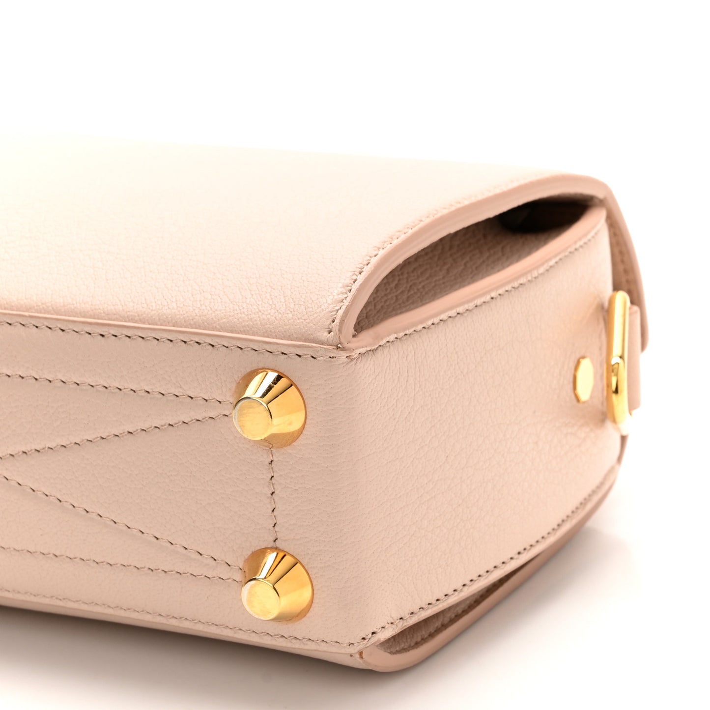 Fine Grain Goatskin Box Shoulder Bag 19 Nude