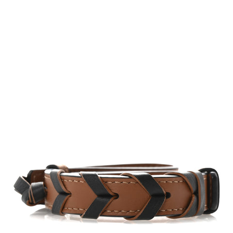 Calfskin Braided Short Strap Tan Black