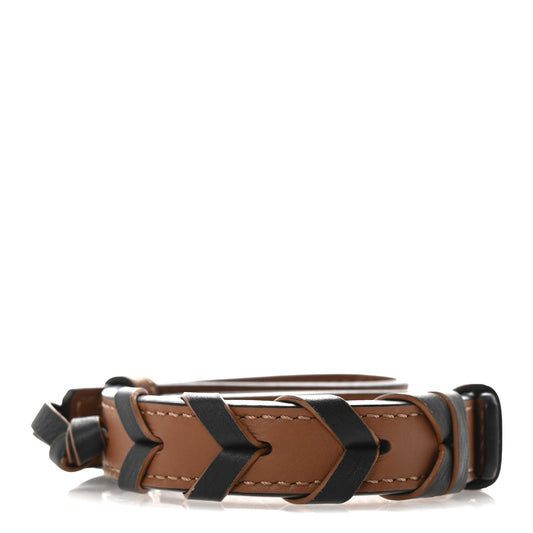Calfskin Braided Short Strap Tan Black