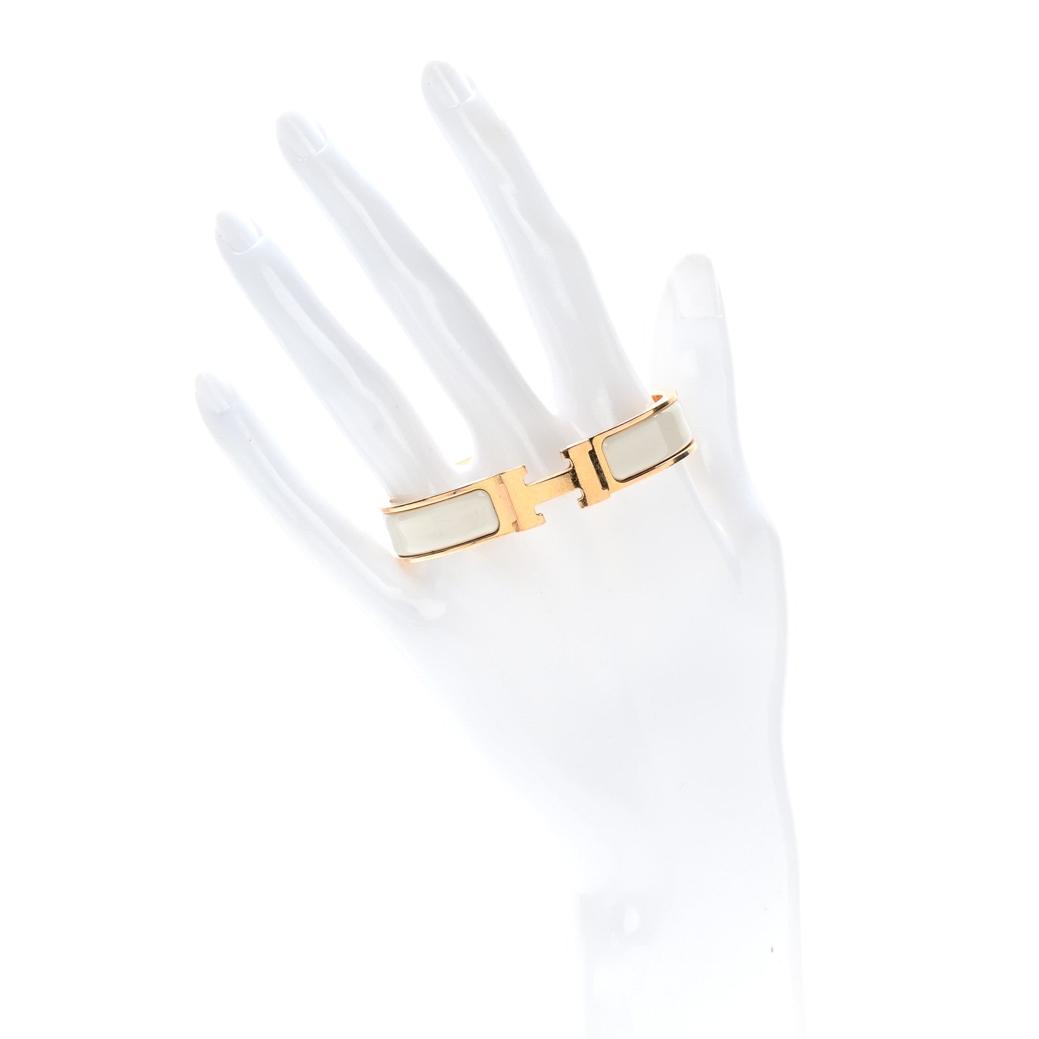 Hermes Enamel Narrow Clic Clac H Bracelet PM Craie 2 of 4