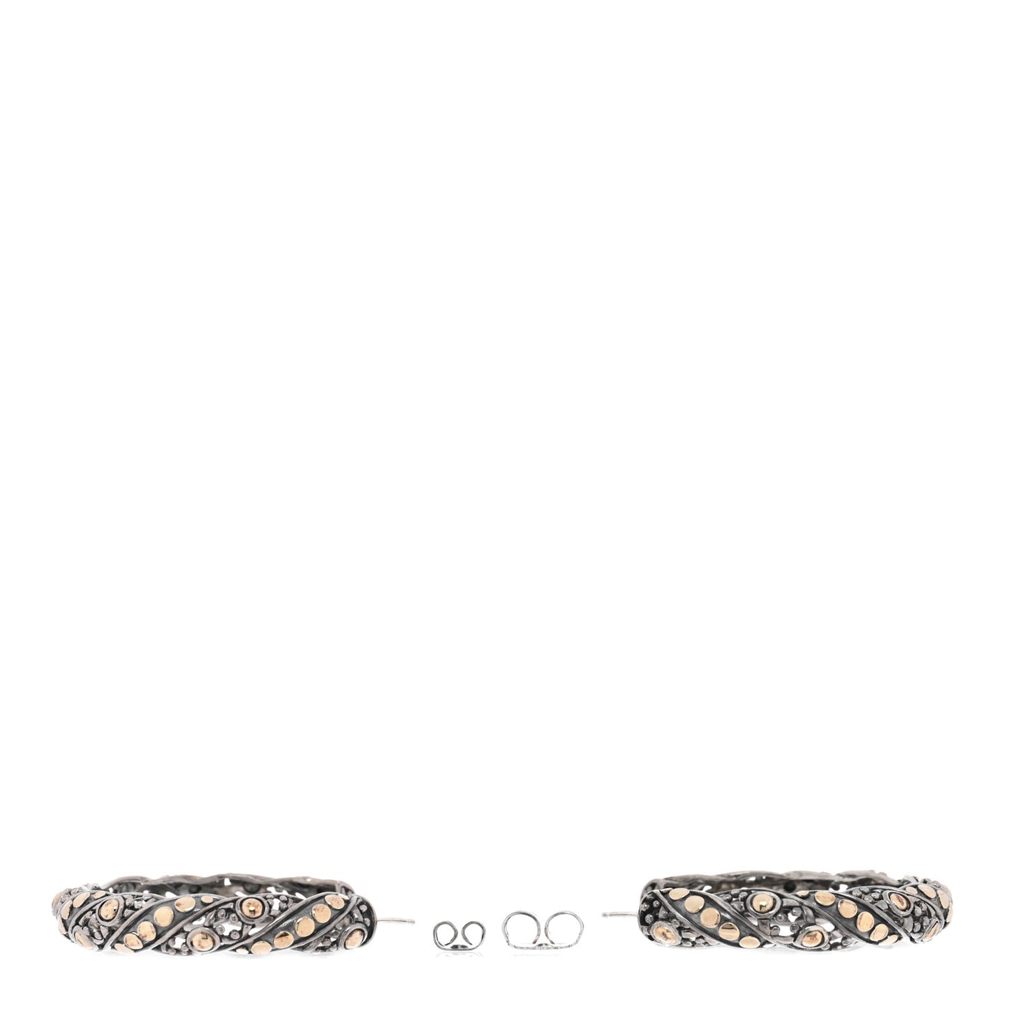 Sterling Silver 18K Yellow Gold Dot Jaisalmer Hoop Earrings