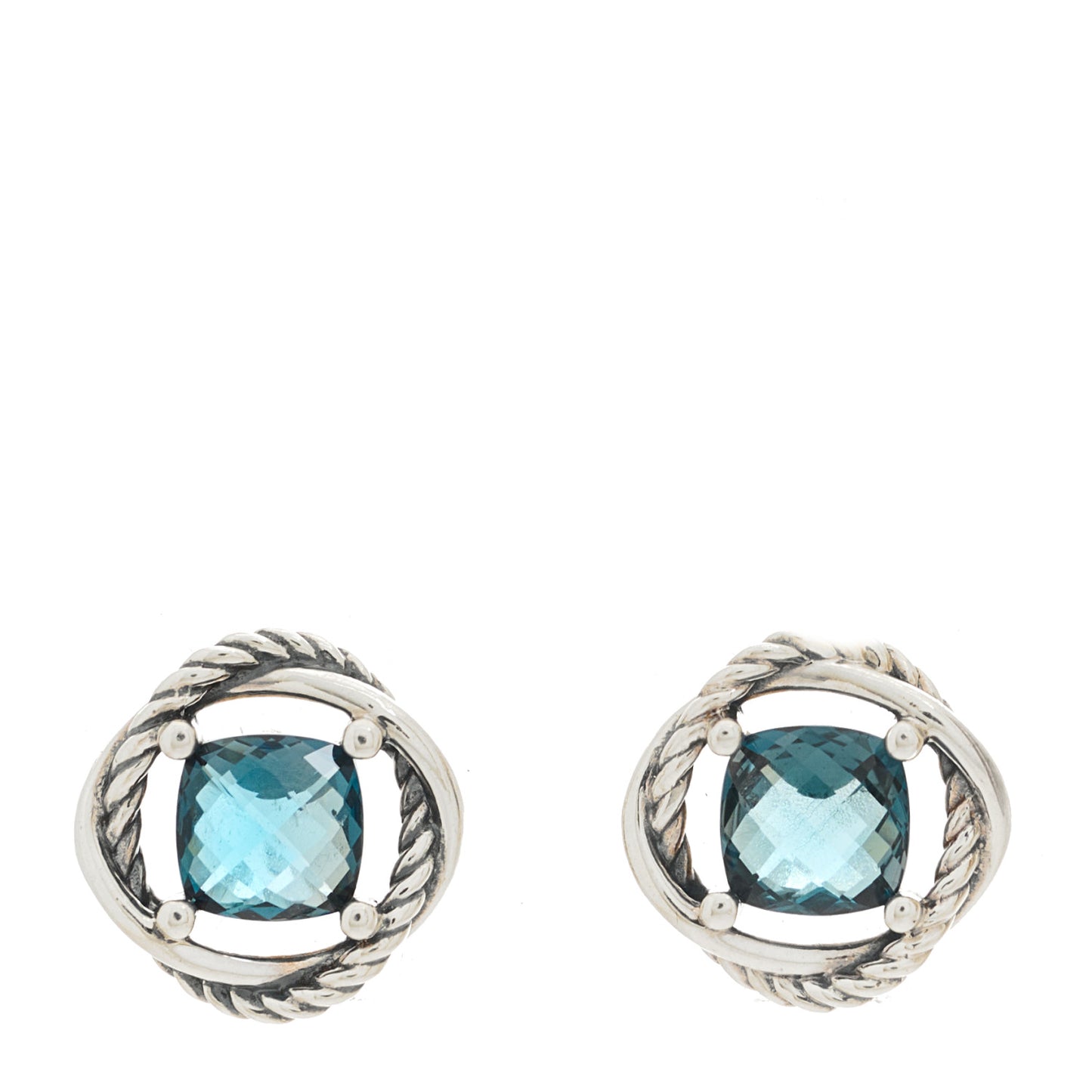 Sterling Silver Hampton Blue Topaz 7mm Infinity Earrings