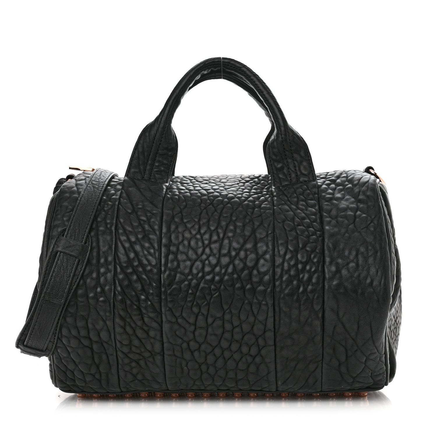 Pebbled Lambskin Rocco Black Rose Gold Hardware