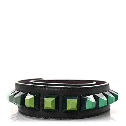 Vitello Dolce Bi-Color Degrade Studded Strap You Verde Prato Bordeaux