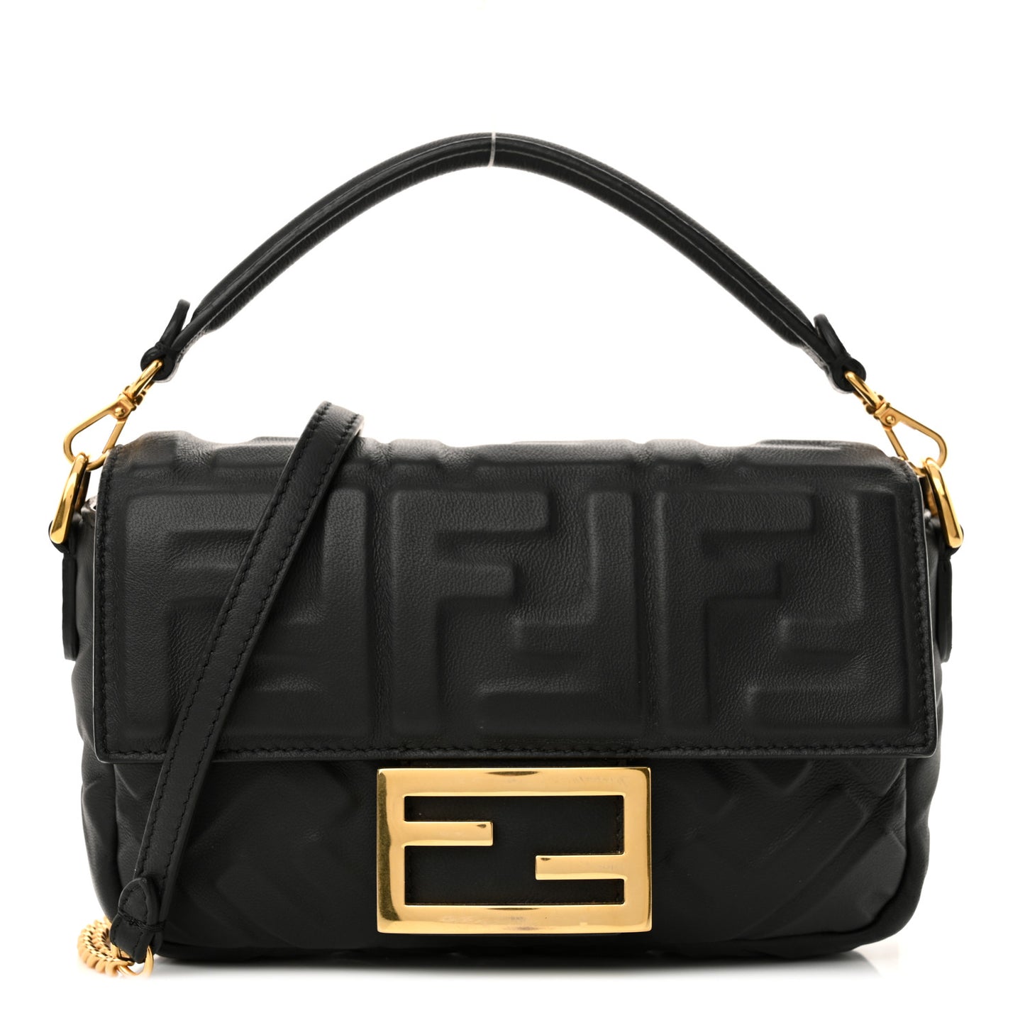 Nappa FF 1974 Embossed Mini Baguette Black