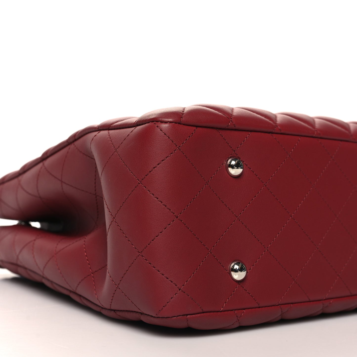 Calfskin Quilted Large Classic Shopping Tote Burgundy
