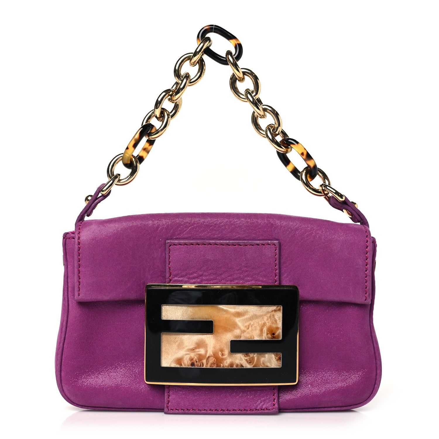 Fendi Vitello Savana Mini Baguette Cyclamen Turtle 1 of 13