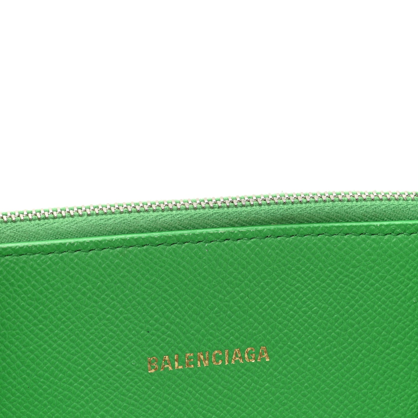 Signature Grained Calfskin Logo M Ville Top Handle Bag Green