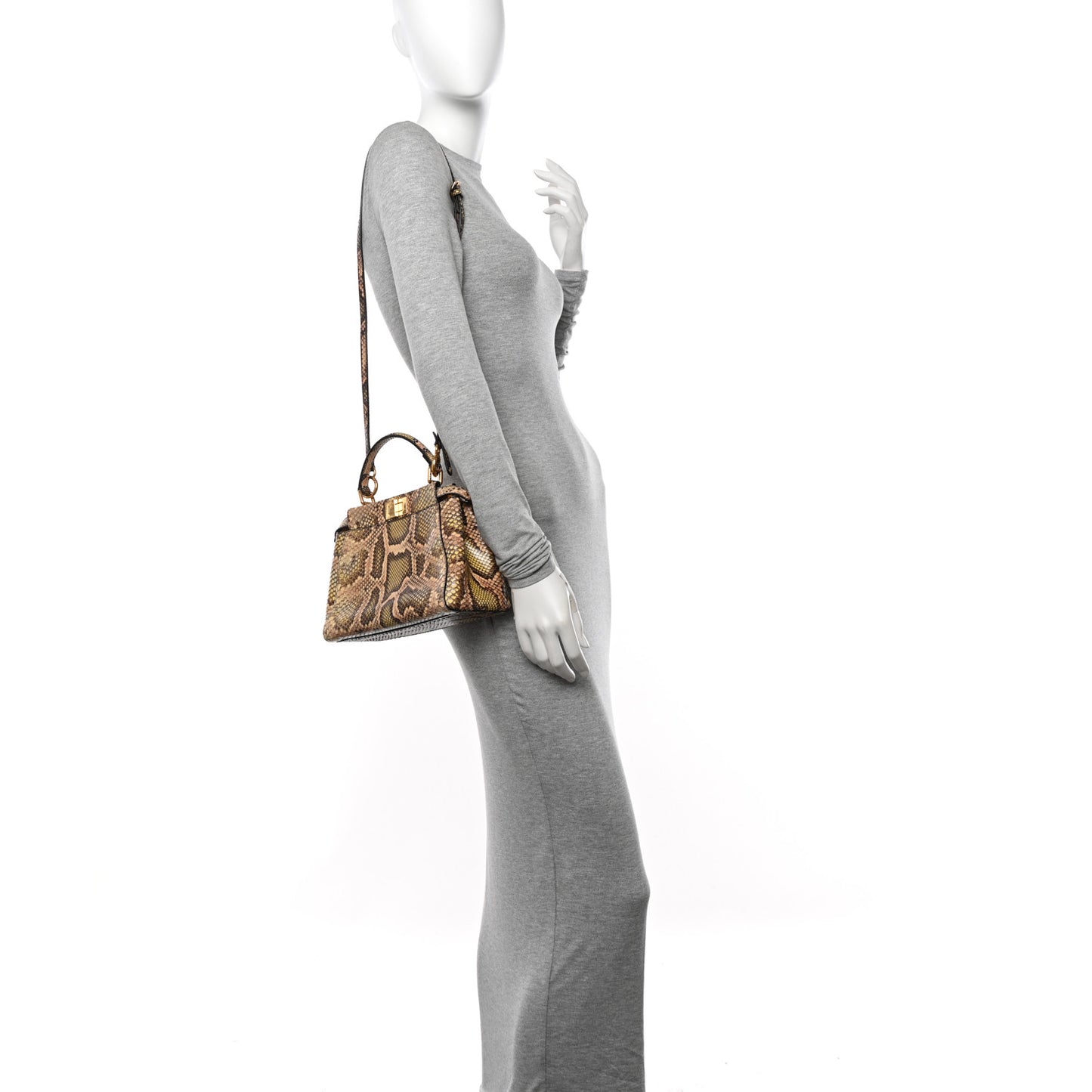 Snakeskin Mini Peekaboo Iconic Satchel Pink Green