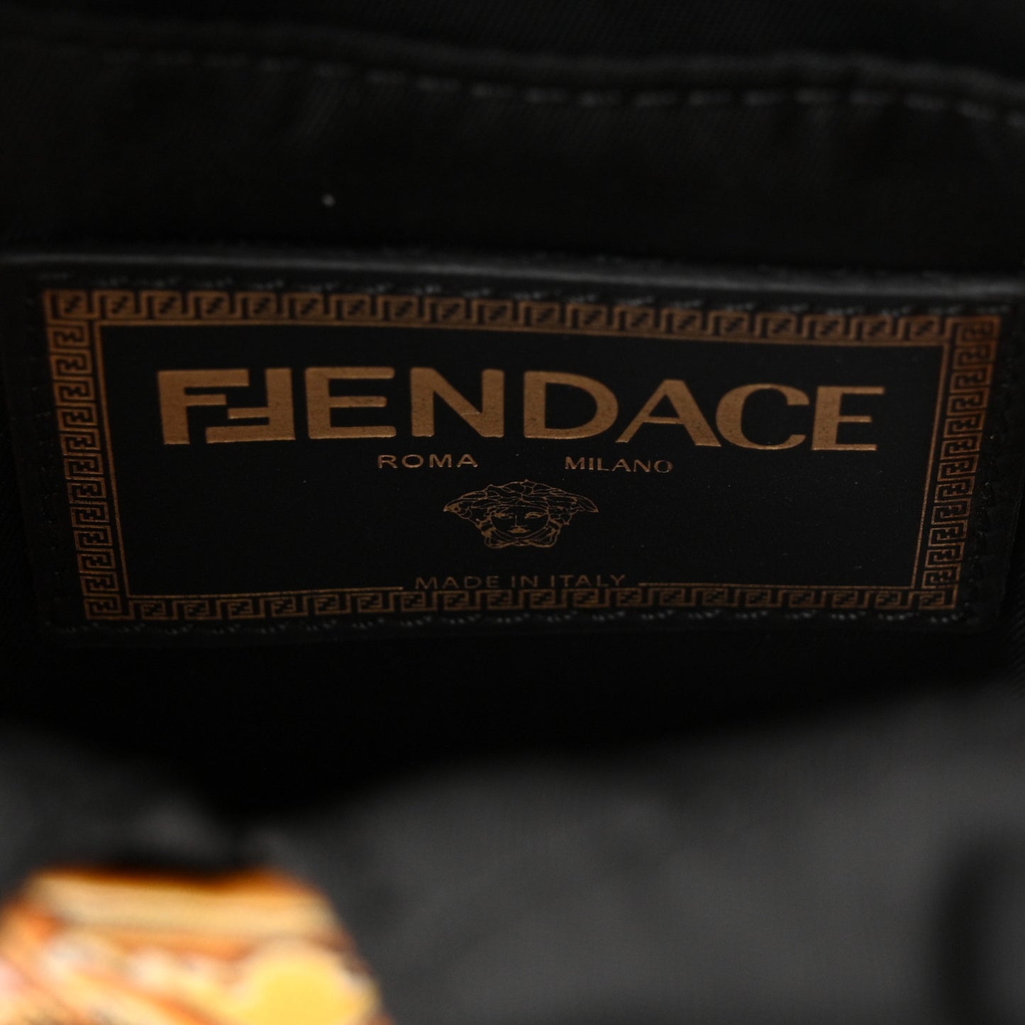 X VERSACE Silk Vitello Fendace FF Baroque Mini Fendiness Backpack Tobacco Pink Gold