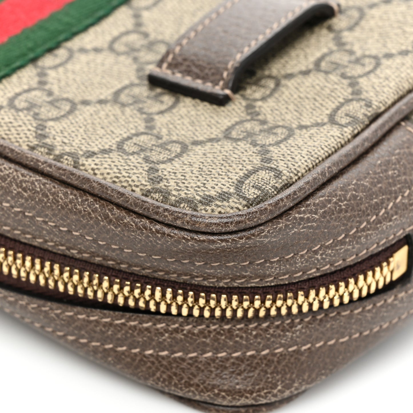GG Supreme Monogram Web Small Ophidia Belt Bag 85 34 Dark Brown