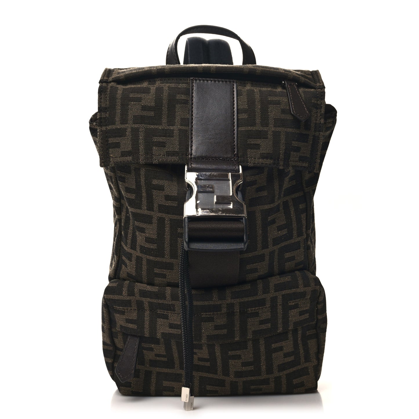 Recycled Fabric Jacquard Vitello Astro FF 1974 Small Fendiness Backpack Tobacco Moro Black