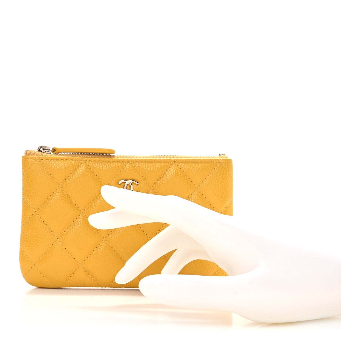 Caviar Quilted Small Cosmetic Case Yellow