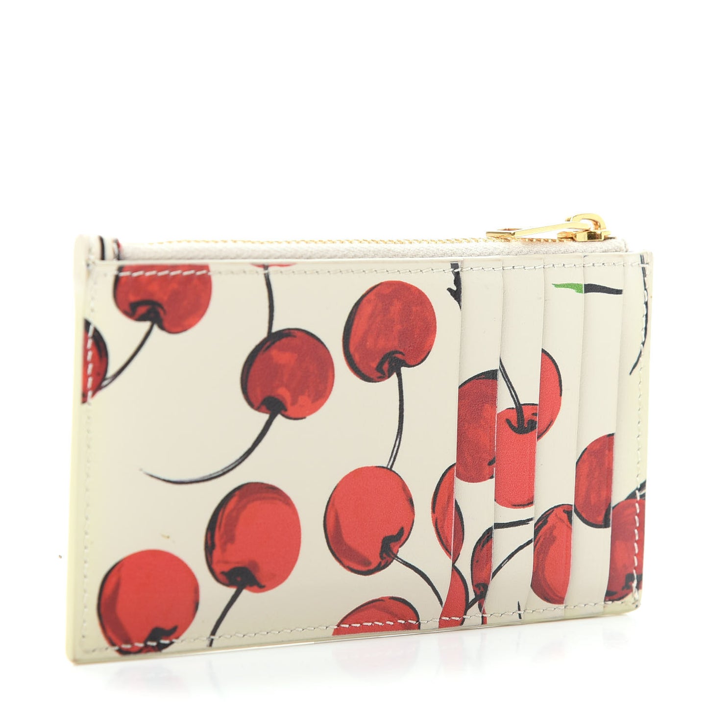 Calfskin Monogram Cherry Fragments Zippered Card Case