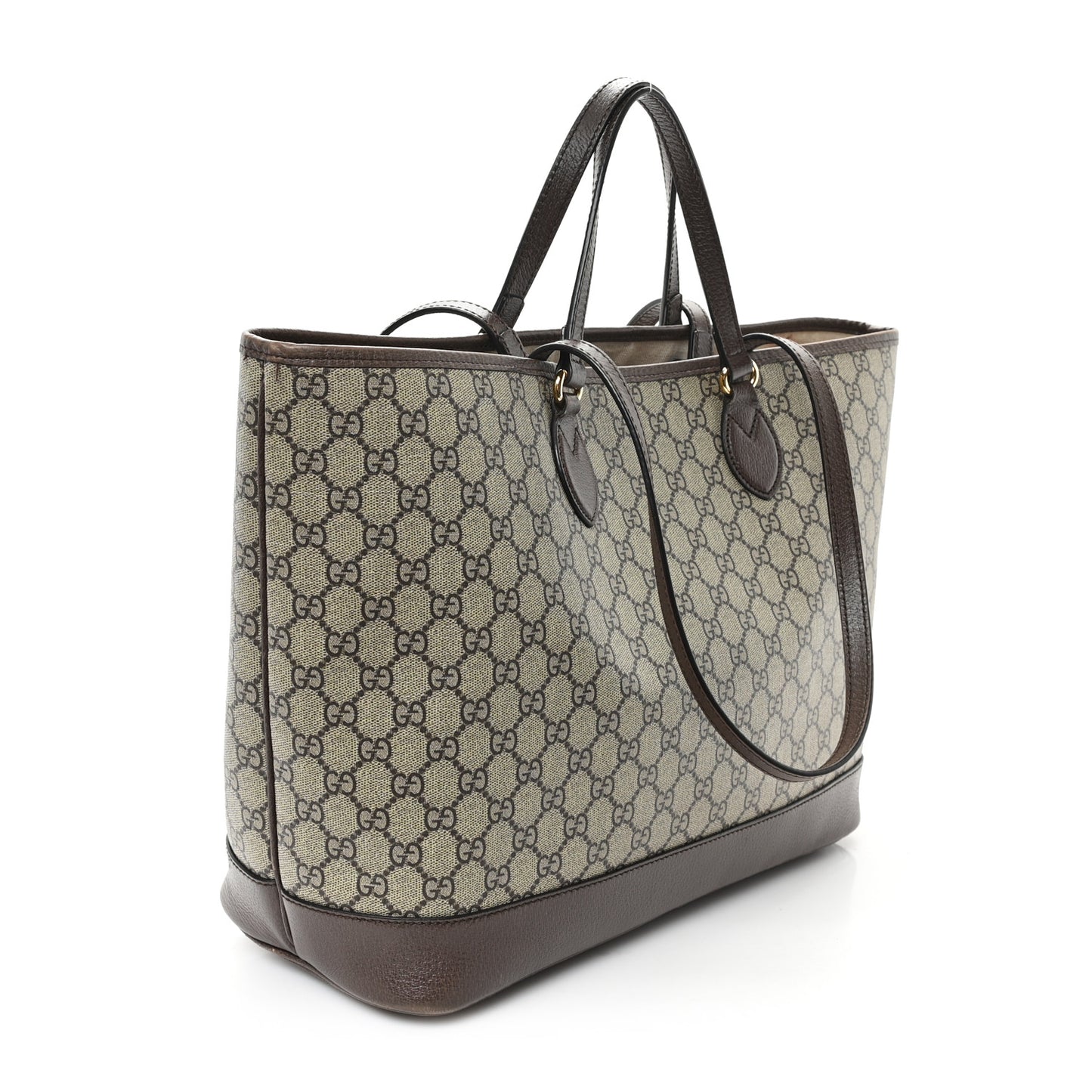 GG Supreme Monogram Textured Calfskin Medium Ophidia Shoulder Tote Bag Beige Ebony New Acero