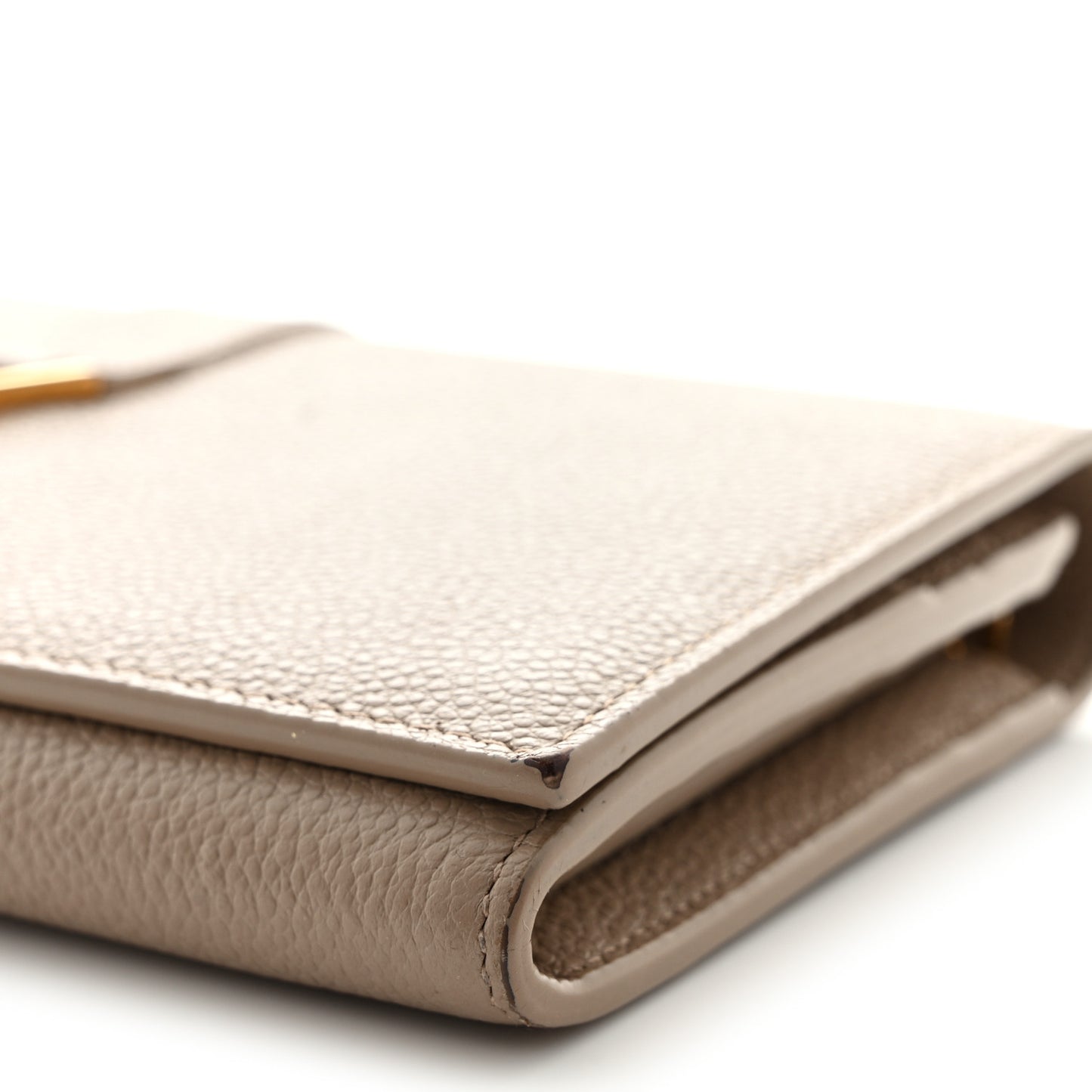 Grained Calfskin Monogram Large Flap Wallet Beige