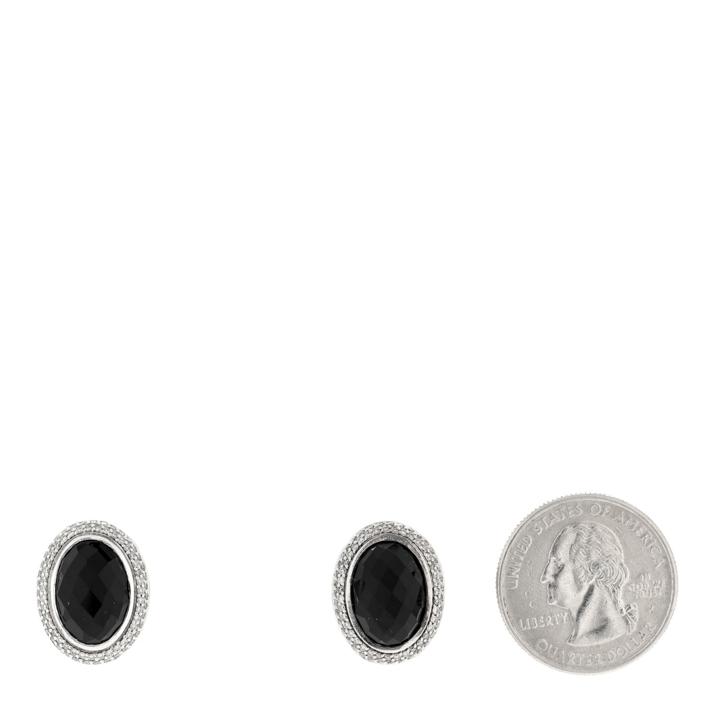 Sterling Silver Diamond Black Onyx 14mm Oval Earrings