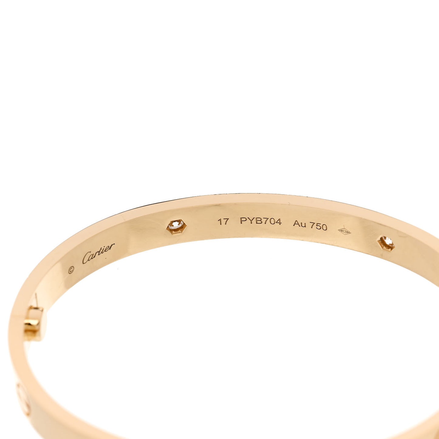 18K Yellow Gold 4 Diamond LOVE Bracelet 17
